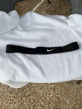 Nike Black Belt with White Swoosh Buckle